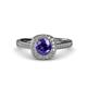 4 - Hain Iolite and Diamond Halo Engagement Ring 