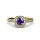 4 - Hain Iolite and Diamond Halo Engagement Ring 