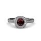 4 - Hain Red Garnet and Diamond Halo Engagement Ring 