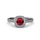 4 - Hain Ruby and Diamond Halo Engagement Ring 
