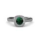 4 - Hain Emerald and Diamond Halo Engagement Ring 