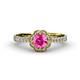 4 - Florus Pink Sapphire and Diamond Halo Engagement Ring 