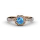 4 - Florus Blue Topaz and Diamond Halo Engagement Ring 