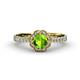 4 - Florus Peridot and Diamond Halo Engagement Ring 