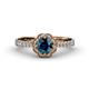 4 - Florus Blue and White Diamond Halo Engagement Ring 