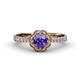 4 - Florus Iolite and Diamond Halo Engagement Ring 