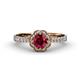 4 - Florus Rhodolite Garnet and Diamond Halo Engagement Ring 