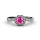 4 - Florus Pink Sapphire and Diamond Halo Engagement Ring 