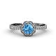4 - Florus Blue Topaz and Diamond Halo Engagement Ring 