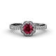 4 - Florus Rhodolite Garnet and Diamond Halo Engagement Ring 