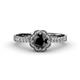 4 - Florus Black and White Diamond Halo Engagement Ring 