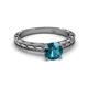 4 - Rachel Classic 6.50 mm Round London Blue Topaz Solitaire Engagement Ring 