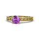 1 - Rachel Classic 6.50 mm Round Amethyst Solitaire Engagement Ring 