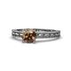1 - Rachel Classic 6.50 mm Round Smoky Quartz Solitaire Engagement Ring 