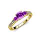 2 - Dzeni Amethyst Three Stone with Side Diamond Ring 