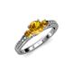 2 - Dzeni Citrine Three Stone with Side Diamond Ring 