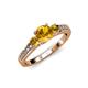 2 - Dzeni Citrine Three Stone with Side Diamond Ring 