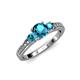 2 - Dzeni London Blue Topaz Three Stone with Side Diamond Ring 