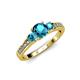2 - Dzeni London Blue Topaz Three Stone with Side Diamond Ring 