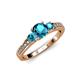 2 - Dzeni London Blue Topaz Three Stone with Side Diamond Ring 