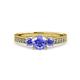 3 - Dzeni Tanzanite Three Stone with Side Diamond Ring 