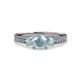 3 - Dzeni Aquamarine Three Stone with Side Diamond Ring 
