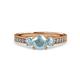 3 - Dzeni Aquamarine Three Stone with Side Diamond Ring 