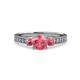 3 - Dzeni Pink Tourmaline Three Stone with Side Diamond Ring 