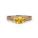 3 - Dzeni Citrine Three Stone with Side Diamond Ring 