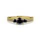3 - Dzeni Black Diamond Three Stone with Side Diamond Ring 