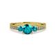 3 - Dzeni London Blue Topaz Three Stone with Side Diamond Ring 