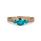 3 - Dzeni London Blue Topaz Three Stone with Side Diamond Ring 
