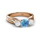 2 - Alyssa Blue Topaz and White Sapphire Three Stone Engagement Ring 