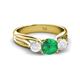 2 - Alyssa Emerald and White Sapphire Three Stone Engagement Ring 
