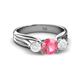 2 - Alyssa Pink Tourmaline and White Sapphire Three Stone Engagement Ring 