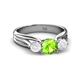 2 - Alyssa Peridot and White Sapphire Three Stone Engagement Ring 