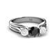2 - Alyssa Black Diamond and White Sapphire Three Stone Engagement Ring 