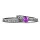 1 - Florie 0.87 ct Classic Amethyst Solitaire Bridal Set Ring 