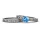 1 - Florie 0.95 ct Classic Blue Topaz Solitaire Bridal Set Ring 