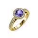 3 - Aura Iolite and Diamond Halo Engagement Ring 
