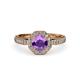 4 - Aura Amethyst and Diamond Halo Engagement Ring 