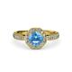 4 - Aura Blue Topaz and Diamond Halo Engagement Ring 