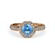 4 - Aura Blue Topaz and Diamond Halo Engagement Ring 