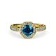 4 - Aura Blue and White Diamond Halo Engagement Ring 