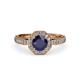 4 - Aura Blue Sapphire and Diamond Halo Engagement Ring 