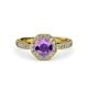 4 - Aura Amethyst and Diamond Halo Engagement Ring 