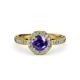 4 - Aura Iolite and Diamond Halo Engagement Ring 