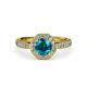 4 - Aura London Blue Topaz and Diamond Halo Engagement Ring 