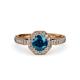 4 - Aura Blue and White Diamond Halo Engagement Ring 
