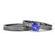 1 - Cael 0.92 ct Classic Tanzanite Solitaire Bridal Set Ring 